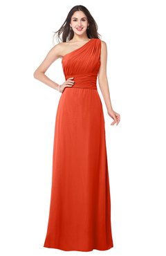 ColsBM Aislinn Persimmon Modest A-line Sleeveless Half Backless Floor Length Ribbon Plus Size Bridesmaid Dresses