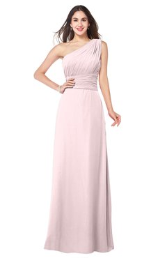 ColsBM Aislinn Petal Pink Modest A-line Sleeveless Half Backless Floor Length Ribbon Plus Size Bridesmaid Dresses