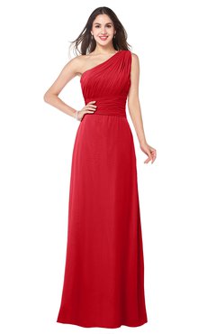 ColsBM Aislinn Red Modest A-line Sleeveless Half Backless Floor Length Ribbon Plus Size Bridesmaid Dresses