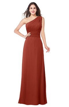 ColsBM Aislinn Rust Modest A-line Sleeveless Half Backless Floor Length Ribbon Plus Size Bridesmaid Dresses