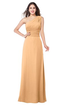 ColsBM Aislinn Salmon Buff Modest A-line Sleeveless Half Backless Floor Length Ribbon Plus Size Bridesmaid Dresses