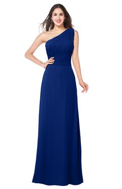 ColsBM Aislinn Sodalite Blue Modest A-line Sleeveless Half Backless Floor Length Ribbon Plus Size Bridesmaid Dresses