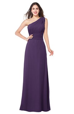 ColsBM Aislinn Violet Modest A-line Sleeveless Half Backless Floor Length Ribbon Plus Size Bridesmaid Dresses