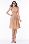 ColsBM Jenny Almost Apricot Simple A-line Scoop Sleeveless Chiffon Knee Length Plus Size Bridesmaid Dresses