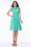 ColsBM Jenny Blue Turquoise Simple A-line Scoop Sleeveless Chiffon Knee Length Plus Size Bridesmaid Dresses