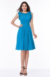 ColsBM Jenny Cornflower Blue Simple A-line Scoop Sleeveless Chiffon Knee Length Plus Size Bridesmaid Dresses