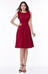 ColsBM Jenny Dark Red Simple A-line Scoop Sleeveless Chiffon Knee Length Plus Size Bridesmaid Dresses