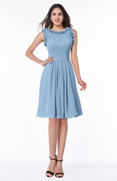 ColsBM Jenny Dusty Blue Simple A-line Scoop Sleeveless Chiffon Knee Length Plus Size Bridesmaid Dresses