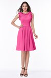 ColsBM Jenny Rose Pink Simple A-line Scoop Sleeveless Chiffon Knee Length Plus Size Bridesmaid Dresses