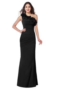 ColsBM Lisa Black Sexy Fit-n-Flare Sleeveless Half Backless Chiffon Flower Plus Size Bridesmaid Dresses