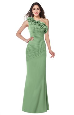 ColsBM Lisa Fair Green Sexy Fit-n-Flare Sleeveless Half Backless Chiffon Flower Plus Size Bridesmaid Dresses