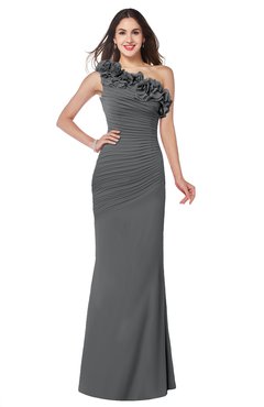 ColsBM Lisa Grey Sexy Fit-n-Flare Sleeveless Half Backless Chiffon Flower Plus Size Bridesmaid Dresses