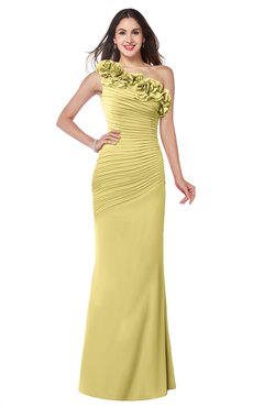 ColsBM Lisa Misted Yellow Sexy Fit-n-Flare Sleeveless Half Backless Chiffon Flower Plus Size Bridesmaid Dresses