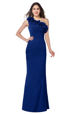 ColsBM Lisa Sodalite Blue Sexy Fit-n-Flare Sleeveless Half Backless Chiffon Flower Plus Size Bridesmaid Dresses