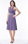 ColsBM Angelica Chalk Violet Classic Lace up Chiffon Knee Length Beaded Plus Size Bridesmaid Dresses