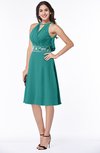 ColsBM Angelica Emerald Green Classic Lace up Chiffon Knee Length Beaded Plus Size Bridesmaid Dresses