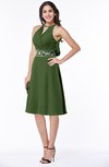 ColsBM Angelica Garden Green Classic Lace up Chiffon Knee Length Beaded Plus Size Bridesmaid Dresses