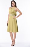 ColsBM Angelica Gold Classic Lace up Chiffon Knee Length Beaded Plus Size Bridesmaid Dresses