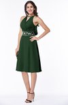 ColsBM Angelica Hunter Green Classic Lace up Chiffon Knee Length Beaded Plus Size Bridesmaid Dresses
