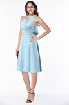 ColsBM Angelica Ice Blue Classic Lace up Chiffon Knee Length Beaded Plus Size Bridesmaid Dresses