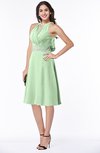 ColsBM Angelica Light Green Classic Lace up Chiffon Knee Length Beaded Plus Size Bridesmaid Dresses