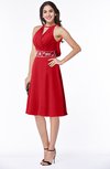 ColsBM Angelica Red Classic Lace up Chiffon Knee Length Beaded Plus Size Bridesmaid Dresses