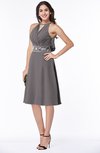ColsBM Angelica Ridge Grey Classic Lace up Chiffon Knee Length Beaded Plus Size Bridesmaid Dresses