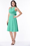 ColsBM Angelica Seafoam Green Classic Lace up Chiffon Knee Length Beaded Plus Size Bridesmaid Dresses