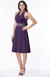 ColsBM Angelica Violet Classic Lace up Chiffon Knee Length Beaded Plus Size Bridesmaid Dresses