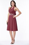 ColsBM Angelica Wine Classic Lace up Chiffon Knee Length Beaded Plus Size Bridesmaid Dresses