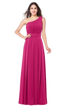 ColsBM Noemi Beetroot Purple Elegant A-line One Shoulder Sleeveless Floor Length Pleated Plus Size Bridesmaid Dresses
