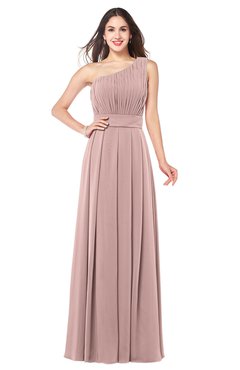 ColsBM Noemi Blush Pink Elegant A-line One Shoulder Sleeveless Floor Length Pleated Plus Size Bridesmaid Dresses