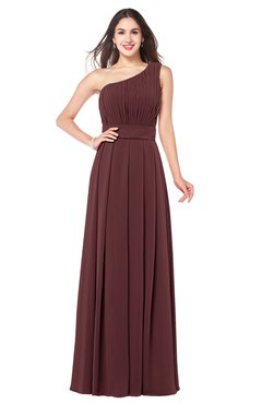 ColsBM Noemi Burgundy Elegant A-line One Shoulder Sleeveless Floor Length Pleated Plus Size Bridesmaid Dresses