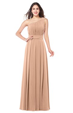 ColsBM Noemi Burnt Orange Elegant A-line One Shoulder Sleeveless Floor Length Pleated Plus Size Bridesmaid Dresses