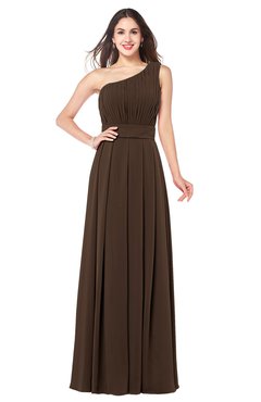 ColsBM Noemi Copper Elegant A-line One Shoulder Sleeveless Floor Length Pleated Plus Size Bridesmaid Dresses