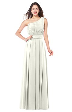 ColsBM Noemi Cream Elegant A-line One Shoulder Sleeveless Floor Length Pleated Plus Size Bridesmaid Dresses