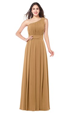 ColsBM Noemi Doe Elegant A-line One Shoulder Sleeveless Floor Length Pleated Plus Size Bridesmaid Dresses