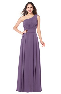 ColsBM Noemi Eggplant Elegant A-line One Shoulder Sleeveless Floor Length Pleated Plus Size Bridesmaid Dresses