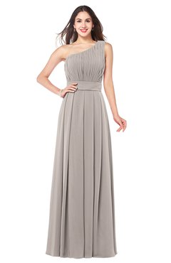ColsBM Noemi Fawn Elegant A-line One Shoulder Sleeveless Floor Length Pleated Plus Size Bridesmaid Dresses