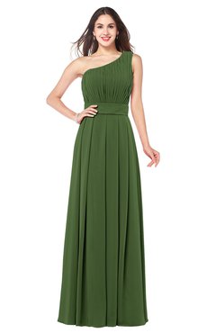 ColsBM Noemi Garden Green Elegant A-line One Shoulder Sleeveless Floor Length Pleated Plus Size Bridesmaid Dresses