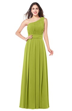 ColsBM Noemi Green Oasis Elegant A-line One Shoulder Sleeveless Floor Length Pleated Plus Size Bridesmaid Dresses