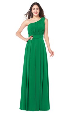 ColsBM Noemi Jelly Bean Elegant A-line One Shoulder Sleeveless Floor Length Pleated Plus Size Bridesmaid Dresses