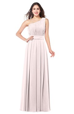 ColsBM Noemi Light Pink Elegant A-line One Shoulder Sleeveless Floor Length Pleated Plus Size Bridesmaid Dresses