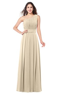 ColsBM Noemi Novelle Peach Elegant A-line One Shoulder Sleeveless Floor Length Pleated Plus Size Bridesmaid Dresses