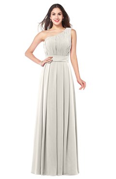 ColsBM Noemi Off White Elegant A-line One Shoulder Sleeveless Floor Length Pleated Plus Size Bridesmaid Dresses