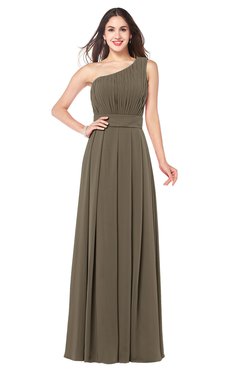 ColsBM Noemi Otter Elegant A-line One Shoulder Sleeveless Floor Length Pleated Plus Size Bridesmaid Dresses
