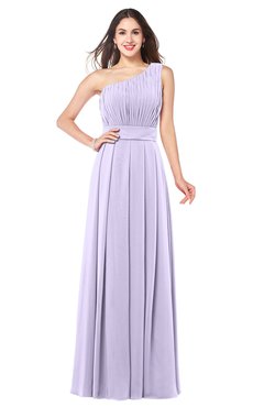 ColsBM Noemi Pastel Lilac Elegant A-line One Shoulder Sleeveless Floor Length Pleated Plus Size Bridesmaid Dresses