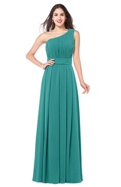 ColsBM Noemi Porcelain Elegant A-line One Shoulder Sleeveless Floor Length Pleated Plus Size Bridesmaid Dresses