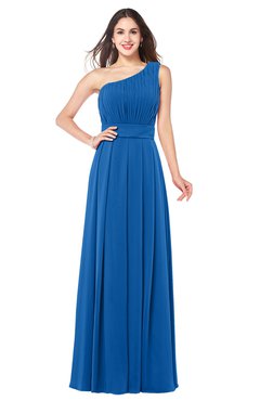 ColsBM Noemi Royal Blue Elegant A-line One Shoulder Sleeveless Floor Length Pleated Plus Size Bridesmaid Dresses