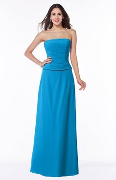ColsBM Analia Cornflower Blue Elegant A-line Sleeveless Zip up Floor Length Plus Size Bridesmaid Dresses